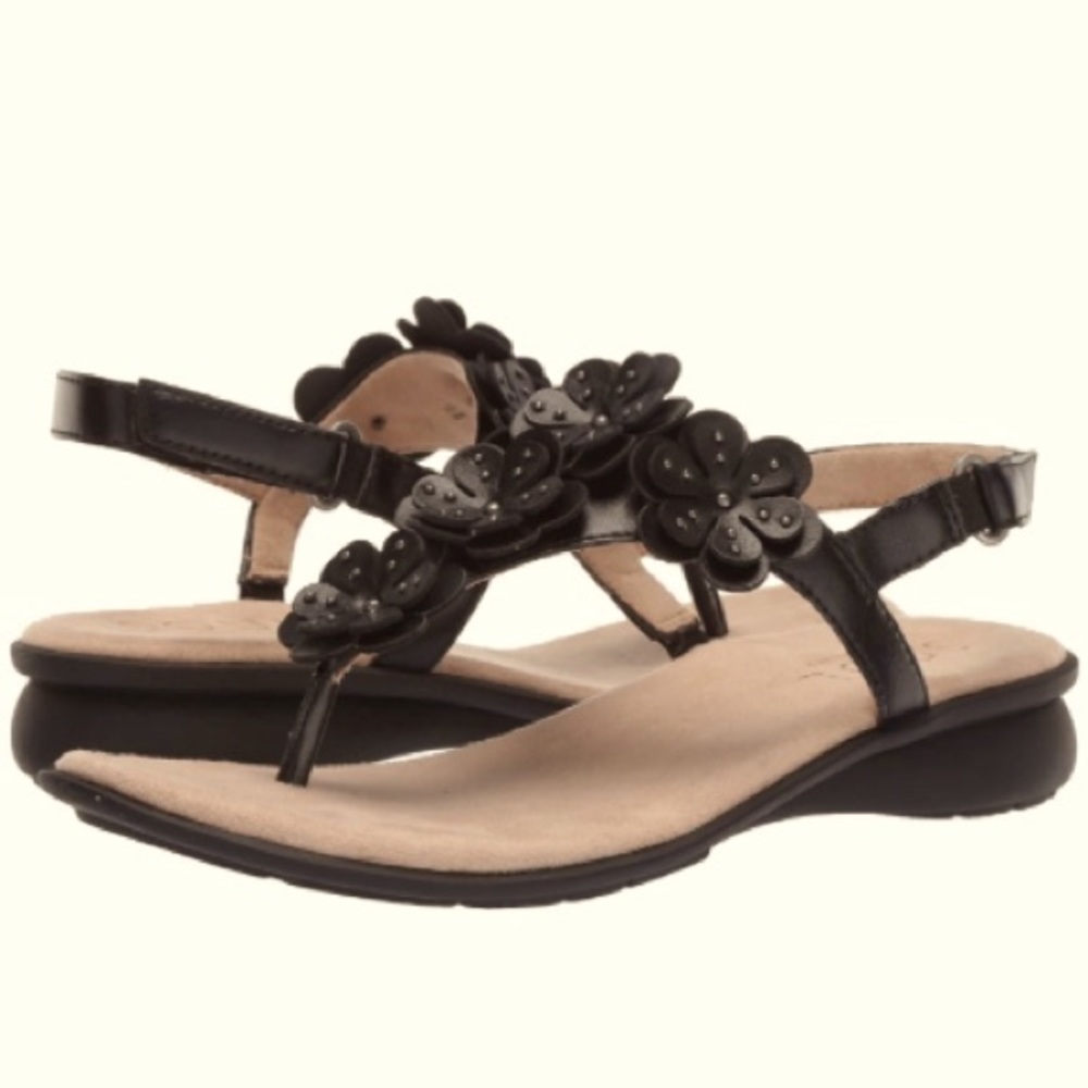 Naturalizer Black Floral Embellished Sandals